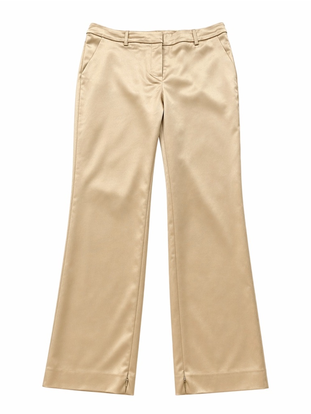 St. John Evening Champagne Satin Straight Leg Dress Pants - Size 6